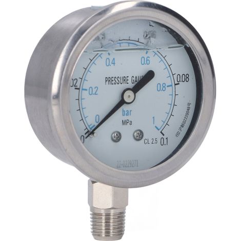 Stoßfestes Radialvakuummeter aus Edelstahl für industrielle und private Anwendungen, 1/4 Zoll NPT, 00,1 MPa (1/5)