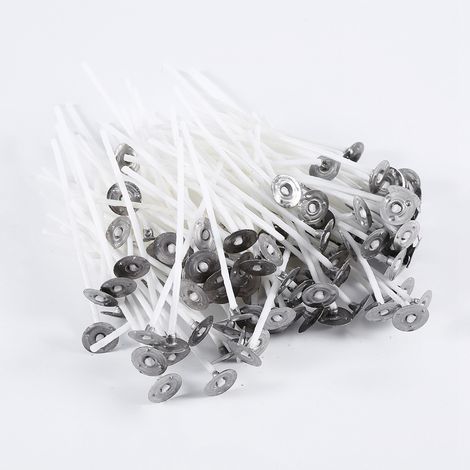 100 pièces de mèches à bougie en coton de 8cm avec supports pour accessoires de fabrication de bougies (1/5)