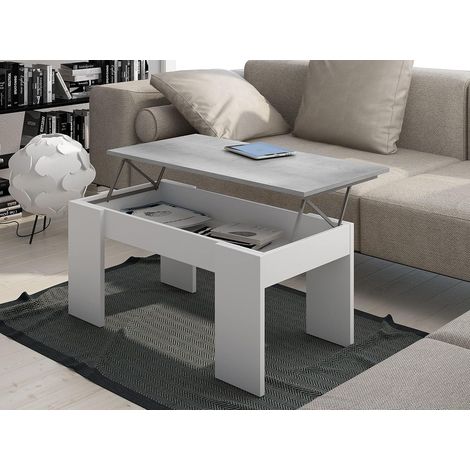 My Brand Tavolino da Salotto Moderno Bianco Piano Elevabile 100x50x45 cm