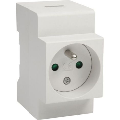 Prise Electrique Rail TH35 - 16 A - 250 V AC - 2 5 Modules - Blanc (1/2)
