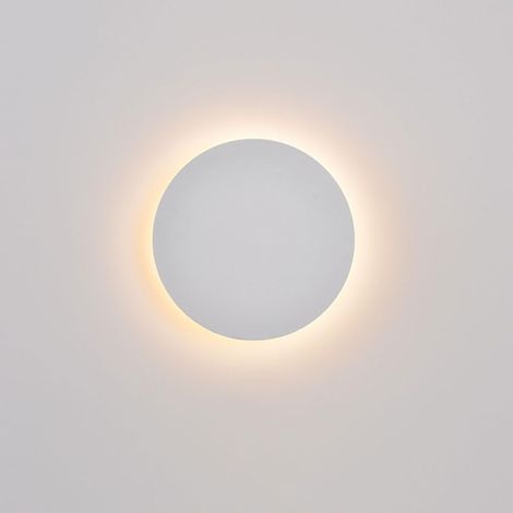 Applique murale d'intérieur – Applique LED ronde – Applique murale filaire en ciment au design minimaliste et plat – Applique moderne pour couloir, chambre et salon – 10 W, 3 000 K, blanc chaud – Blan