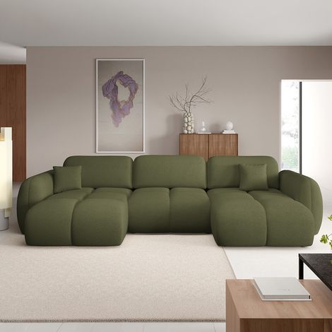 U-förmiges 4-Sitzer-Sofa mit Bettkasten Livio Grün