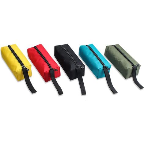 JSSEVN - Set of 5 Waterproof Oxford Canvas Tool Bags with Zipper for Screws, Nails, Drill Bits, Metal Parts, 25x8.5x7cm (1/5)