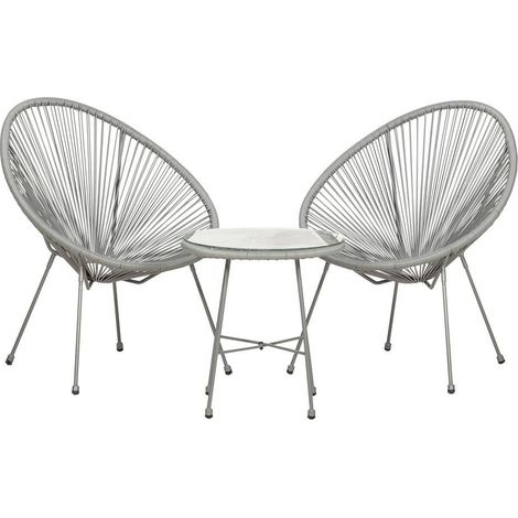 Monaco 3 Pc Egg Chair Set with Screw in Legs - Powder Coated Steel - H52 x W50 x L50 cm - Grey (1/4)