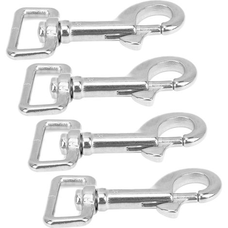 Lot de 4 mousquetons à anneau carré, boucle simple en acier inoxydable pour animaux de compagnie, pour portefeuille ou sac à dos, 73 mm/2,9 po, 100 kg/220,5 lb (1/5)