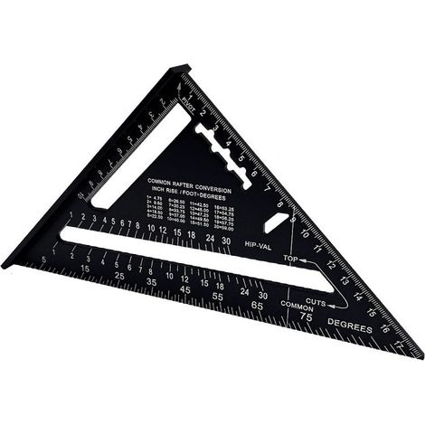 Équerre de charpentier triangulaire en alliage d'aluminium métrique de 7 pouces, rapporteur d'angle (1/5)