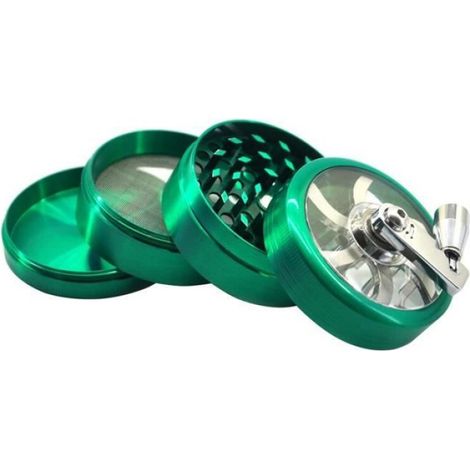 Pot a épices,4 couches tabac épice broyeur herbe herbe 55x50mm avec moulin poignée argent cuisine accessoires Gadget - Type Sliver (1/4)