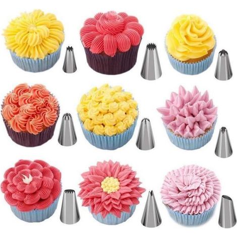 38 Douilles Pâtisserie Réutilisable avec étui de Rangement, 32 Douilles en Acier Inoxydable+2 Clous à Fleurs+2 Sacs de tuyauterie (1/4)