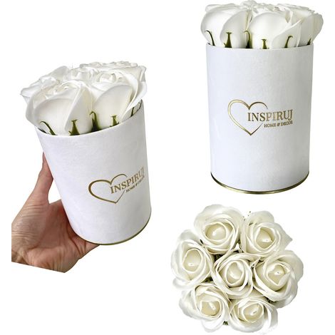 Flowerbox Inspiruj - Scatola bianca con rose di sapone - n. 19 Bianco (1/5)