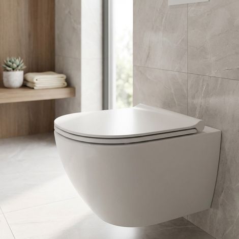 Siège de WC en thermodurcissable blanc avec charnières métalliques – Série Mirto  Ceramica Dolomite