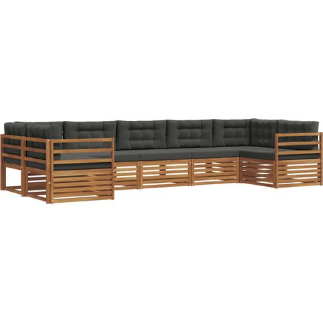 Conjunto de sofás de exterior 7 uds. Natural y Antracita vidaXL (1/5)