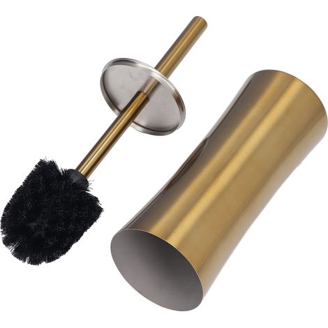 Set aus goldfarbenem Edelstahl, Toilettenbürste mit feinen Borsten für Badezimmer, Toilettenreinigung, Bodenreinigungsset (1/5)
