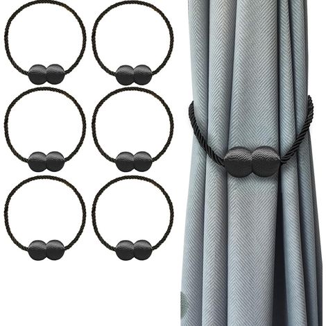 2 Embrasses magnétiques pour rideaux, fixation sans perçage, corde polyester durable, salon chambre bureau (1/5)