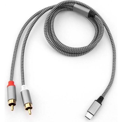 Lightning to RCA auxiliary audio adapter, Y-splitter stereo adapter for select iPhones and iPads, for use with power amplifiers, cars, home theaters, and speakers. (1/4)