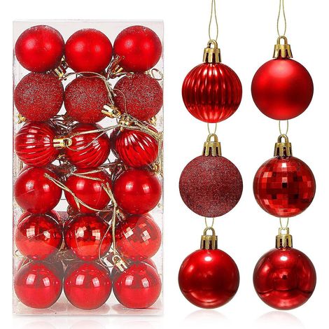 boules De Nol Rouges 36 Pcs, Boules De Nol En Plastique, Boules Pour Le Sapin De Nol, Boules Suspendre Pour Nol, Mariage Et Dcoration De Fte La (1/5)