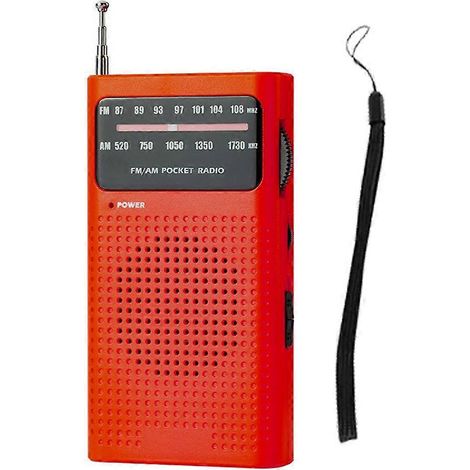 Radio portable compacte AM/FM à bande complète, mini radio de poche analogique rouge, idéale pour la course, les voyages et la compétition. (1/5)