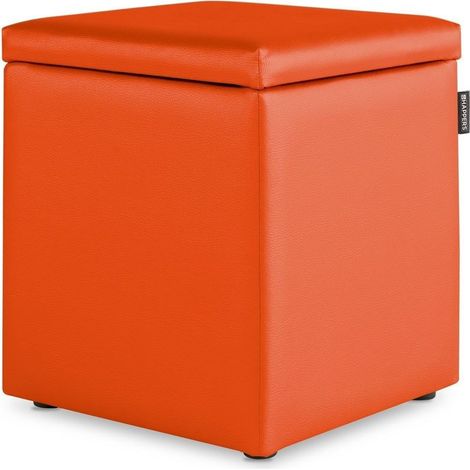 Pouf Cube Rangement Similicuir Orange 1 UNITÉ Orange (1/4)