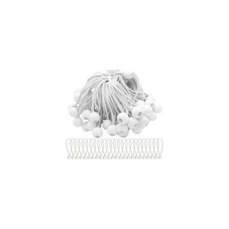 Packung mit 50 elastischen Spannern, Gummischnüren mit Kugeln, elastischen Bungee-Seilen für Festzelte, Zelte, Banner und Planen von Crezuo (1/4)