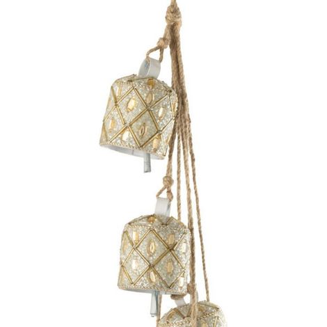 Suspension de Noël Perlée "7 Cloches" 45cm Doré (1/2)