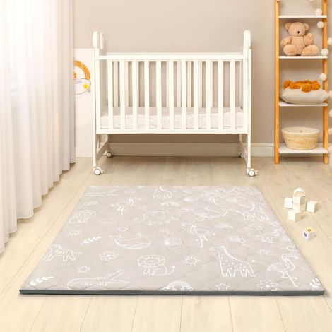 Tapis de Jeux Bebe Amovible Pliable, Épaissi 2cm Tapis d'eveil Bebe 127×127cm, Lavable en Machine, Antidérapant Tapis sol Bebe Tapis Chambre Enfant Adapté à Intérieur/Extérieur/Clôture Animaux (1/3)