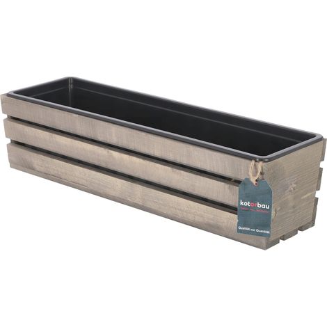 KOTARBAU® Jardiniere Extérieur - Bac à Fleurs - avec Insert Plastique - Jardiniere Rectangulaire - 60x18x15 cm - pour Terrasse - Jardin - Décoration Extérieure - Gris (1/4)