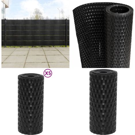 Paravents de balcon 5 pcs noir 255x19 cm résine tressée - Pare-vue Balcon - Fenêtre Occultante - Décoration Jardin - Intimité Extérieur - Clotuture Decorative - Home & Living