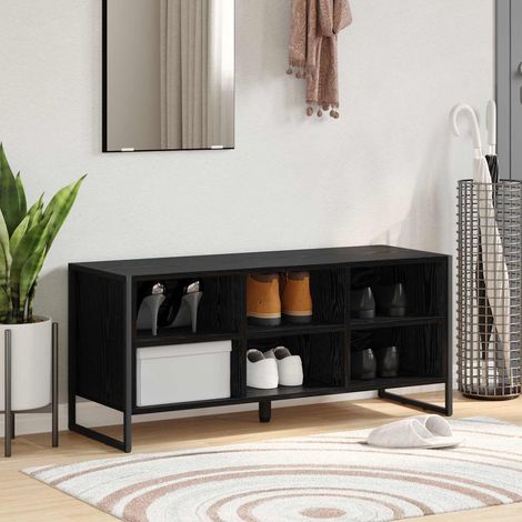 Schuhschrank mit Speicher Schwarz Eichen-Optik 100 x 35 x 44 cm