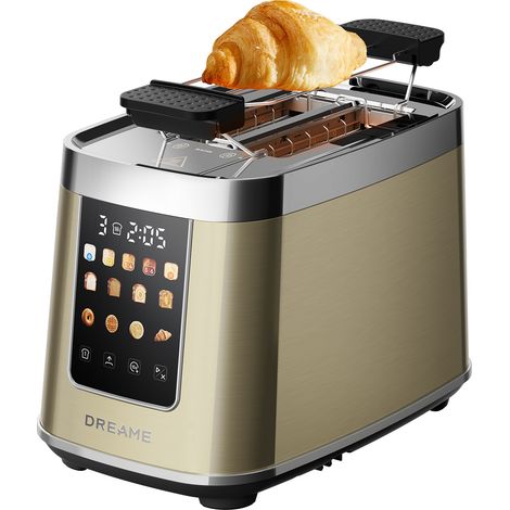 Dreame - ToastControl™ Smart-Toaste Gold- 1200 W - 5,3-Zoll-IMD-Touchscreen, motorisiertes Auto-Lift-Design mit Schnellkontrolle während des Bräunungsvorgangs, 8 Brotprogramme, 6 Bräunungsstufen (1/5)