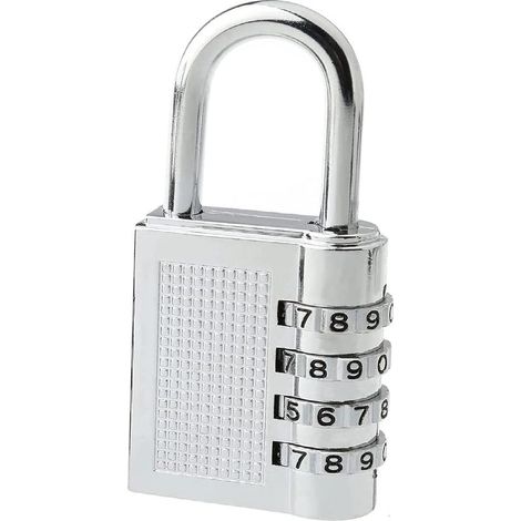 Cadenas à combinaison étanche avec code 4 chiffres pour casier d'école, casier de gym, serrure à combinaison extérieure pour abri de jardin, clture, cour, loquet (argent) (1/3)