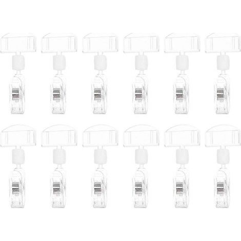 Set mit 12 drehbaren Etikettenhaltern mit Clips für Namensschilder und Etiketten. – 6,60 x 3,00 x 1,50 cm – Transparent (1/4)