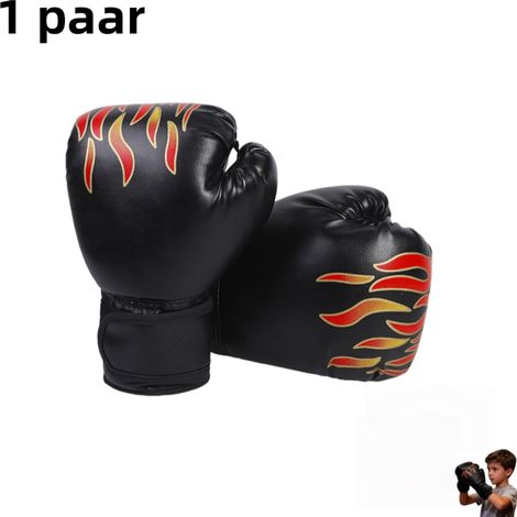 Gants de boxe pour enfants (une paire) - Adaptés aux enfants - Entraînement au combat - Gants Sanda pour garçons - Noirs (1/5)