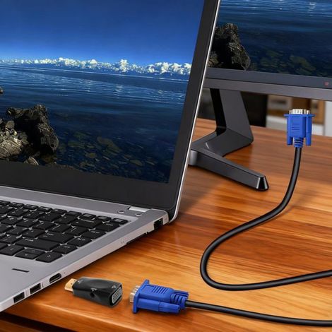 2 PCS Adaptateur HDMI VGA 1080P Câble Audio Jack 3.5mm Convertisseur PC Moniteur Projecteur Lumiryn (1/5)