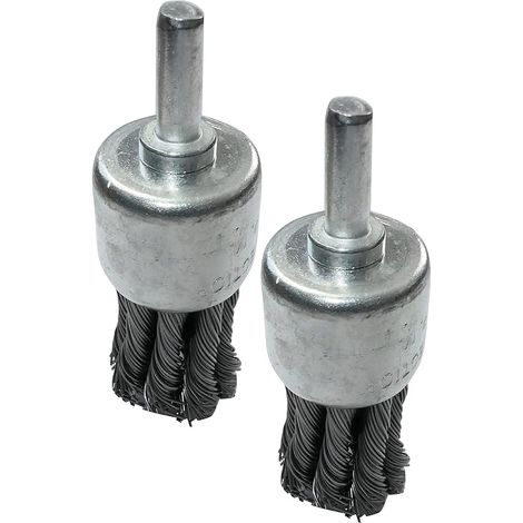 C49571 - Juego de 2 cepillos metálicos de campana de Ø25 mm para eliminar óxido/corrosión/pintura - cepillo montado en una varilla con alambres de acero al carbono trenzados