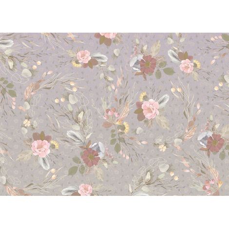 papier peint panoramique des fleurs romantiques lilas violet et rose - Komar (1/3)