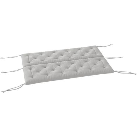 Coussin de banc 3 places 150x98x8 cm gris clair avec attaches pour mobilier de jardin intérieur/extérieur (1/5)