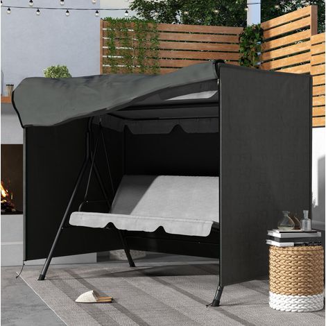 Wasserdichte Schutzhülle für 3-Sitzer-Gartenschaukel 600D Oxford 205x124x164 cm Dunkelgrau OKWISH (1/5)
