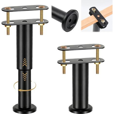Set mit 2 verstellbaren Bettbeinen (18–32 cm) – Ersatzteile – Mittelstange aus Stahl mit rutschfestem Gummi – Stabile und geräuscharme Bettbeine für Möbel (1/5)