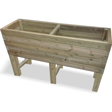 Raised Super Heavy Duty Veg Trough - Timber - L60 x W120 x H80 cm - Fully Assembled