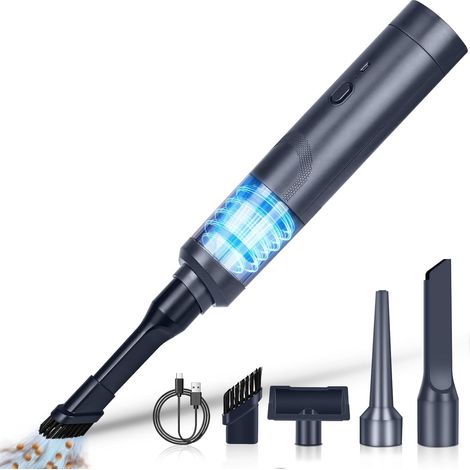 Mini Aspirateur a Main Voiture Puissant sans Fil 5000Pa 90W, Noir Rechargeable USB-C, Aspirateurs Portable Sous Vide pour Bureau, Voiture, Maison Scènes Diverses (1/5)
