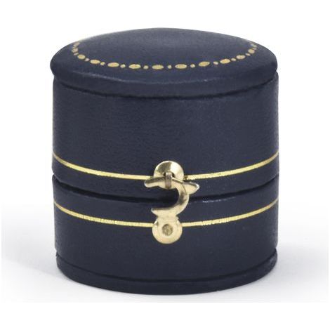 Caja para anillos de estilo vintage, caja para guardar joyas, caja de almacenamiento hecha de cuero sintético (azul) (1/5)