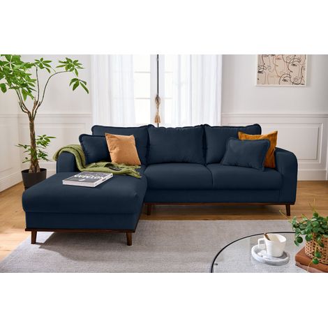 Albane - 4-sitzer ecksofa links - cord - schieferblau (1/5)