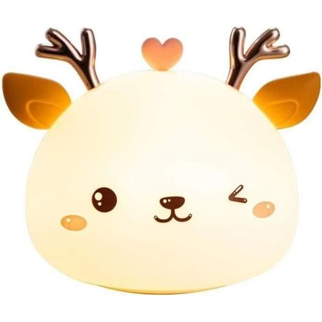 Bardusch-veilleuse pour chambre de bébé,Veilleuse en forme de cerf, lampe de table pour enfants endormis, matériau en silicone (1/4)