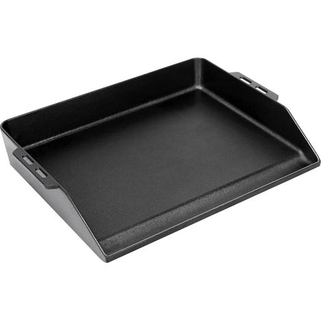 Universelle Grillplatte aus Gusseisen mit Keramikbeschichtung, 48 x 36 cm, für alle Gasgrills, Backöfen und Herde, mit integrierter Fettauffangrinne und extra hohem Rand (1/5)