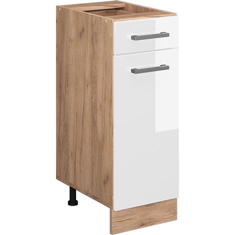 Meuble cuisine R-Line, Blanc Haute brillance, 30 cm sans plan de travail, Vicco
