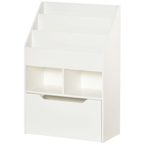 Étagère enfant 60 x 29.9 x 90 cm avec tiroir, 3 étagères et 2 compartiments ouverts, pour chambre d'enfant ou salle de jeux - Blanc (1/5)