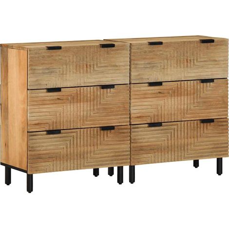 Aparadores 2 uds. madera maciza de mango marrón 60x33x75 cm vidaXL (1/5)
