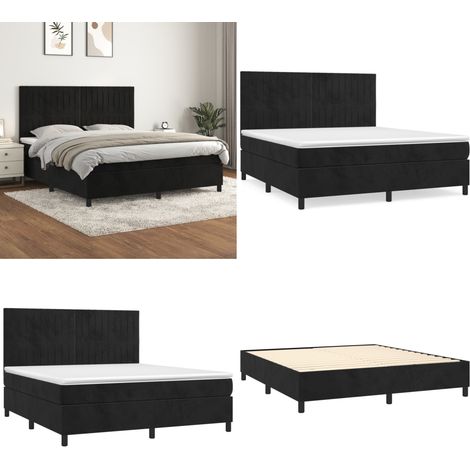 Boxspringbett mit Matratze Schwarz 160x200 cm Samt - Boxspringbett - Doppelbett - Samtbett - Schwarzes Bett - Bettrahmen - Home & Living (1/5)