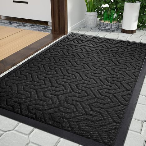 Tapis de sol résistant Tous les saisons Entrée, garage et jardin Caoutchouc naturel antidérapant 75 x 43 cm Noir (1/5)