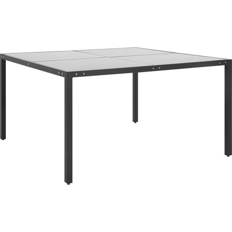 Table de jardin Anthracite 130x130x72 Acier et verre (1/4)