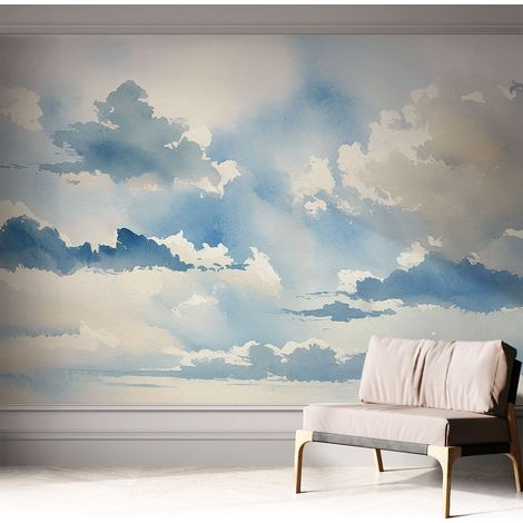 Papier peint adhésif décoratif pour chambre et salon Design moderne à poser facilement Nuages célestes 312x219 cm (1/5)
